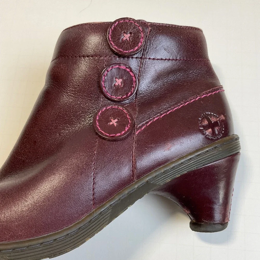 Dr. Martens Jenna Dia Burgundy Leather Button Ankle Boots Womens Size 7